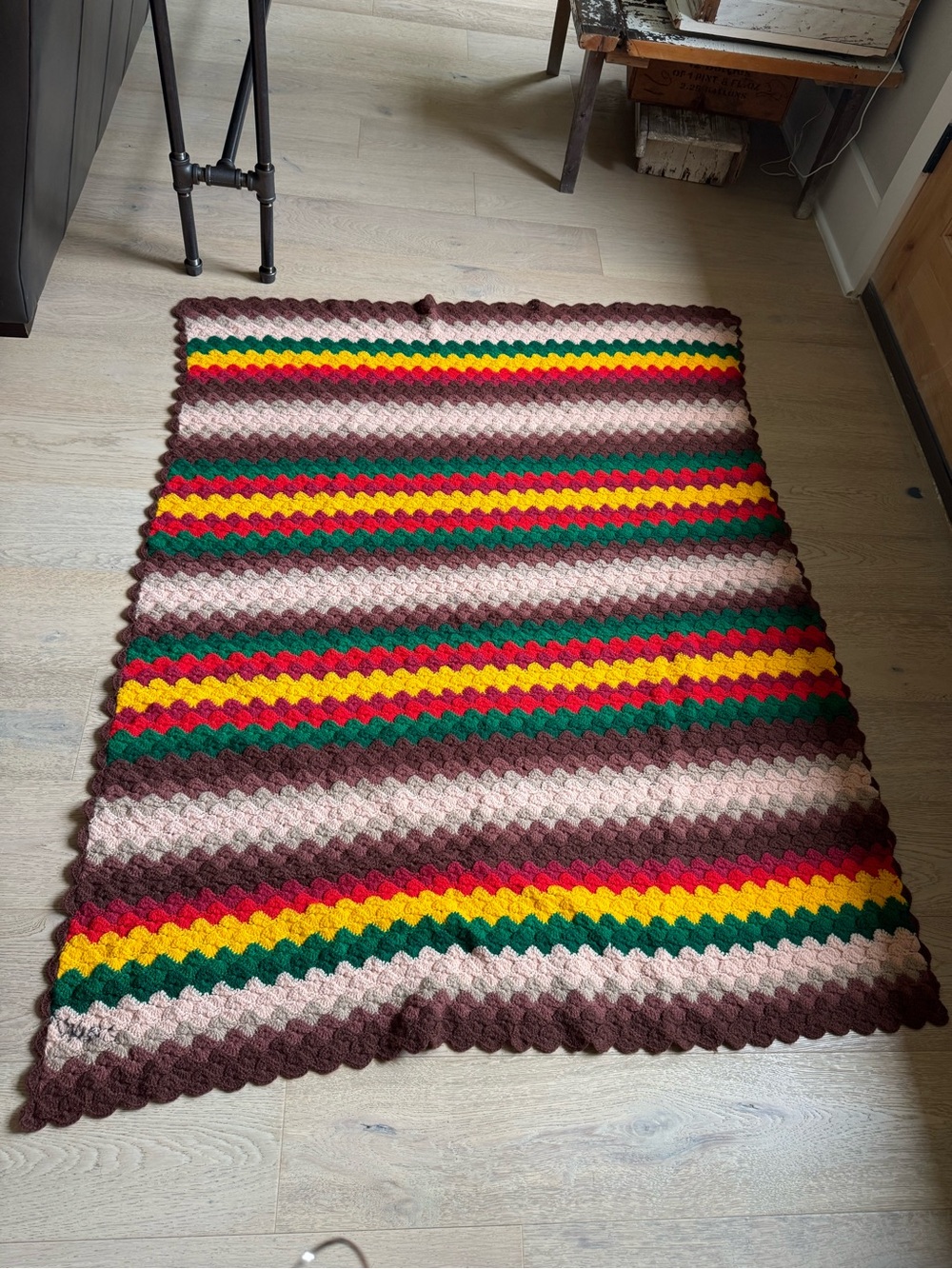 Handcrafted Multicolor Crochet Throw Blanket - Cozy Home Accent - Picture 4 of 14